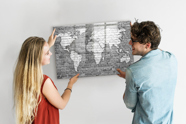Magnetyczna tablica do rysowania Mapa świata z miejscami do zdjęć