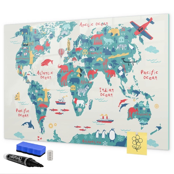 Tablica magnetyczna z pisakiem Interaktywny światowy mapa z magnesami
