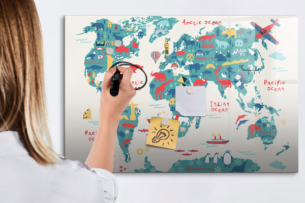 Tablica magnetyczna z pisakiem Interaktywny światowy mapa z magnesami