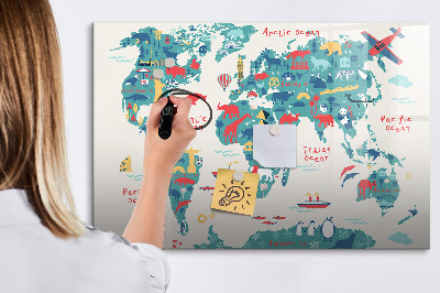 Tablica magnetyczna z pisakiem Interaktywny światowy mapa z magnesami