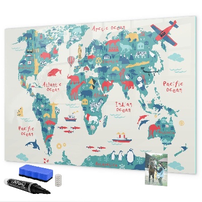 Tablica magnetyczna z pisakiem Interaktywny światowy mapa z magnesami