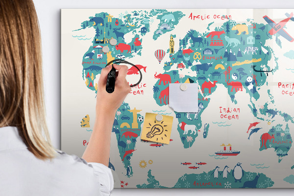 Tablica magnetyczna z pisakiem Interaktywny światowy mapa z magnesami