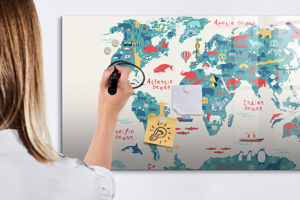 Tablica magnetyczna z pisakiem Interaktywny światowy mapa z magnesami