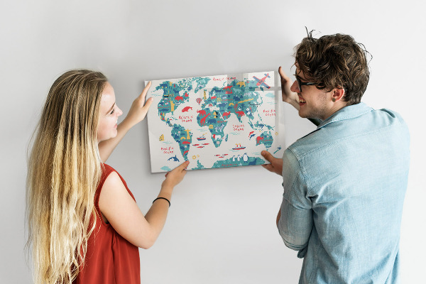 Tablica magnetyczna z pisakiem Interaktywny światowy mapa z magnesami
