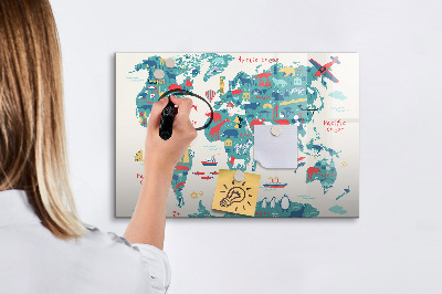 Tablica magnetyczna z pisakiem Interaktywny światowy mapa z magnesami
