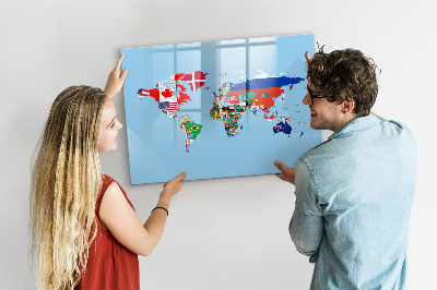 Magnetyczna tablica do rysowania Mapa świata z miejscami i wspomnieniami