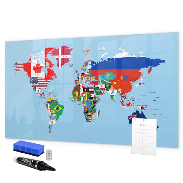 Magnetyczna tablica do rysowania Mapa świata z miejscami i wspomnieniami