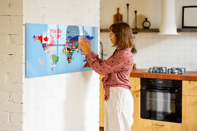Magnetyczna tablica do rysowania Mapa świata z miejscami i wspomnieniami