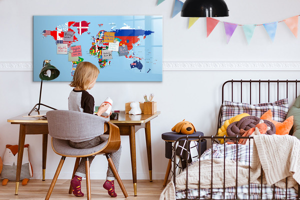 Magnetyczna tablica do rysowania Mapa świata z miejscami i wspomnieniami