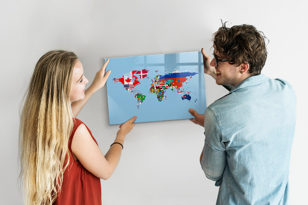 Magnetyczna tablica do rysowania Mapa świata z miejscami i wspomnieniami