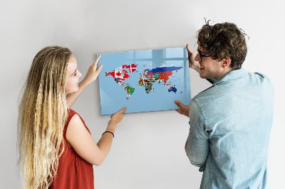 Magnetyczna tablica do rysowania Mapa świata z miejscami i wspomnieniami