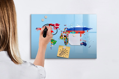 Magnetyczna tablica do rysowania Mapa świata z miejscami i wspomnieniami