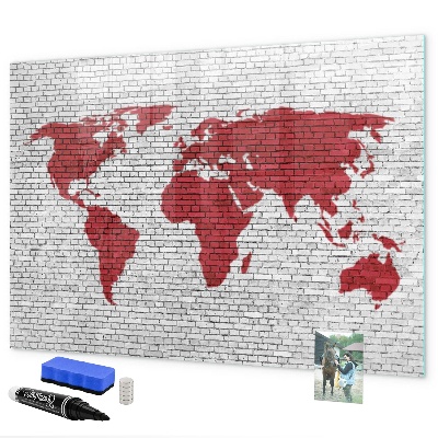 Tablica magnetyczna z pisakiem Mapa świata z miejscami do zdjęć