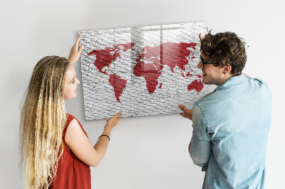 Tablica magnetyczna z pisakiem Mapa świata z miejscami do zdjęć