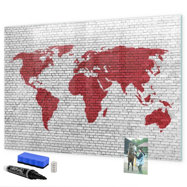 Tablica magnetyczna z pisakiem Mapa świata z miejscami do zdjęć