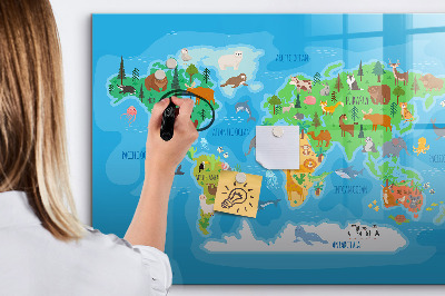 Tablica do rysowania magnetyczna Kolorowa mapa świata z magnesami