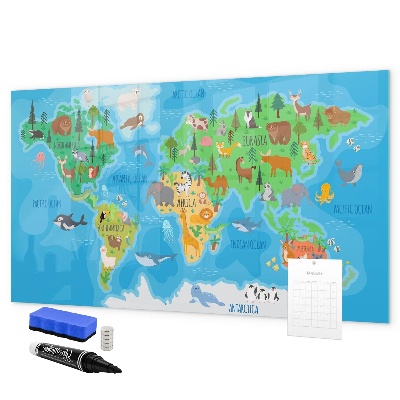 Tablica do rysowania magnetyczna Kolorowa mapa świata z magnesami