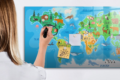 Tablica do rysowania magnetyczna Kolorowa mapa świata z magnesami