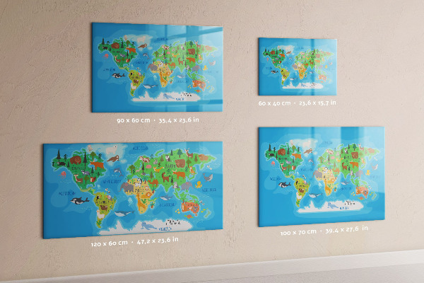 Tablica do rysowania magnetyczna Kolorowa mapa świata z magnesami