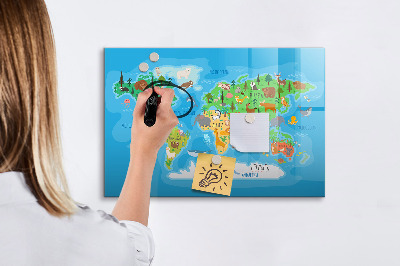 Tablica do rysowania magnetyczna Kolorowa mapa świata z magnesami