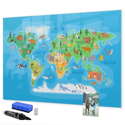 Tablica do rysowania magnetyczna Kolorowa mapa świata z magnesami