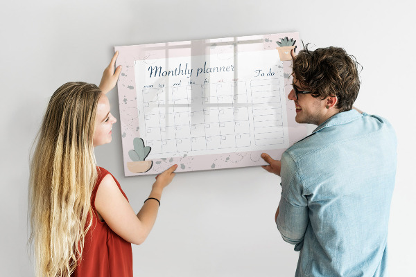 Tablica do rysowania magnetyczna Planer miesięczny z miejscem na zdjęcia