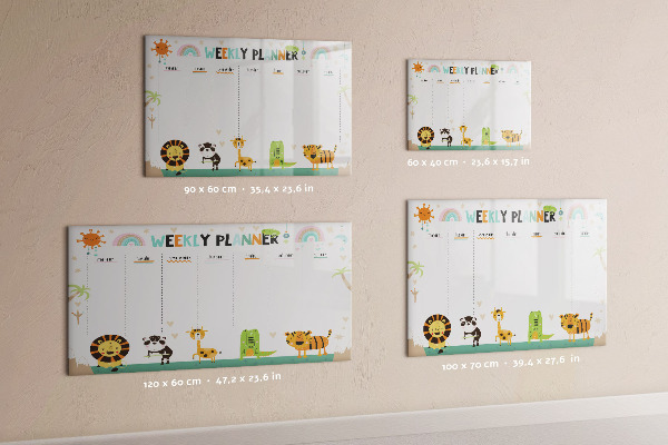 Tablica do rysowania magnetyczna Planer tygodniowy z motywami zwierząt