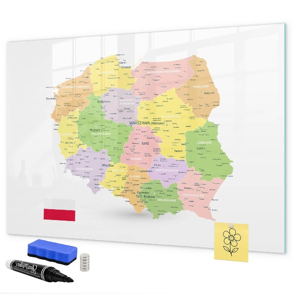 Tablica magnetyczna z pisakiem Interaktywna mapa Polski do personalizacji