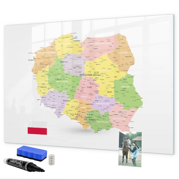 Tablica magnetyczna z pisakiem Interaktywna mapa Polski do personalizacji