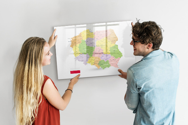 Tablica magnetyczna z pisakiem Interaktywna mapa Polski do personalizacji