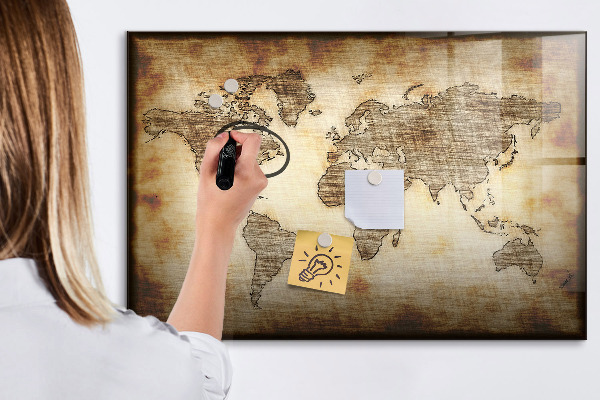 Magnetyczna tablica do rysowania Mapa świata z miejscami na zdjęcia