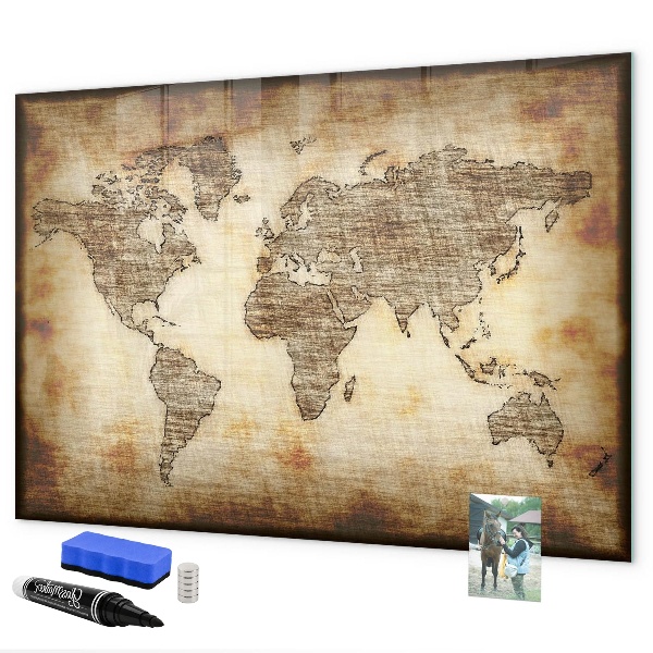 Magnetyczna tablica do rysowania Mapa świata z miejscami na zdjęcia