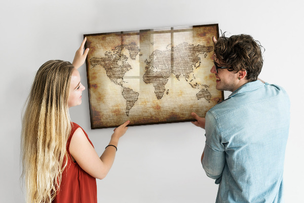 Magnetyczna tablica do rysowania Mapa świata z miejscami na zdjęcia