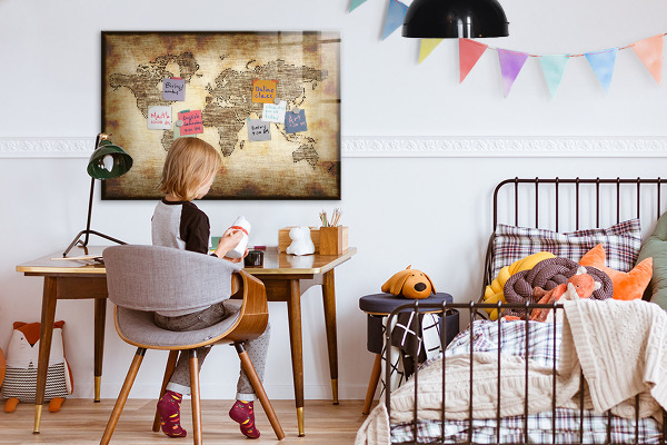 Magnetyczna tablica do rysowania Mapa świata z miejscami na zdjęcia