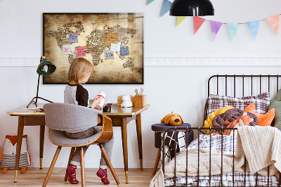 Magnetyczna tablica do rysowania Mapa świata z miejscami na zdjęcia