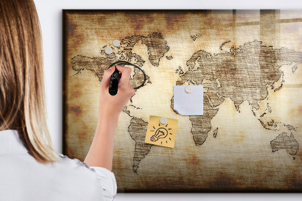 Magnetyczna tablica do rysowania Mapa świata z miejscami na zdjęcia
