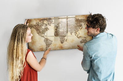 Magnetyczna tablica do rysowania Mapa świata z miejscami na zdjęcia