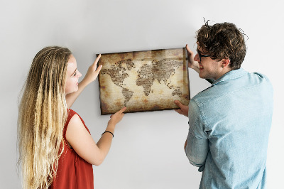Magnetyczna tablica do rysowania Mapa świata z miejscami na zdjęcia