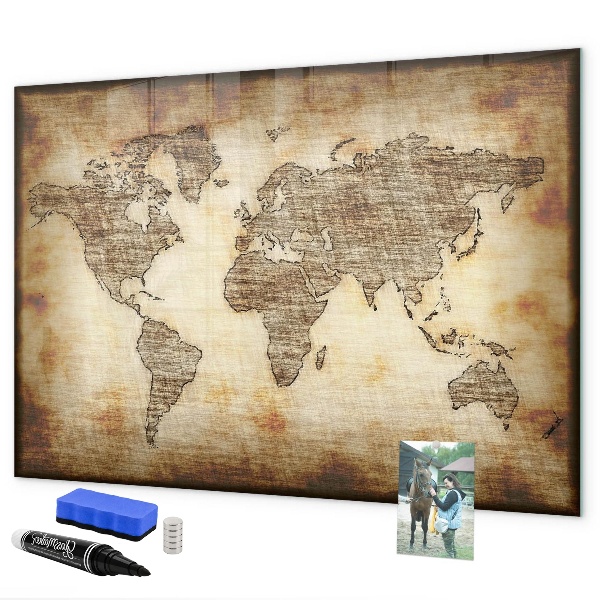 Magnetyczna tablica do rysowania Mapa świata z miejscami na zdjęcia