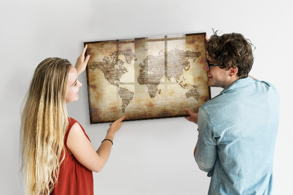 Magnetyczna tablica do rysowania Mapa świata z miejscami na zdjęcia
