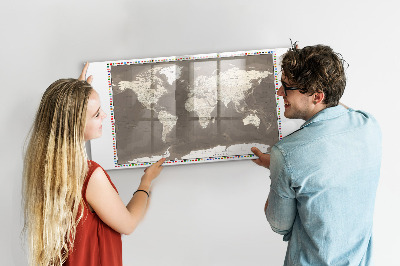 Tablica magnetyczna z pisakiem Interaktywna mapa do wspomnień i notatek