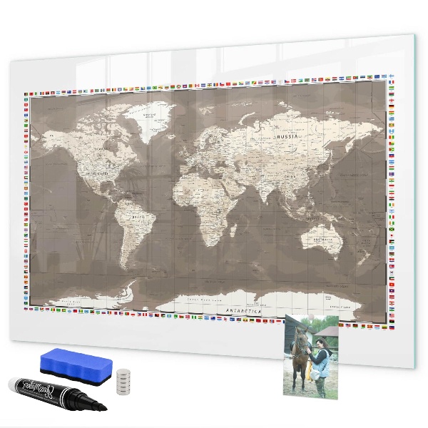 Tablica magnetyczna z pisakiem Interaktywna mapa do wspomnień i notatek