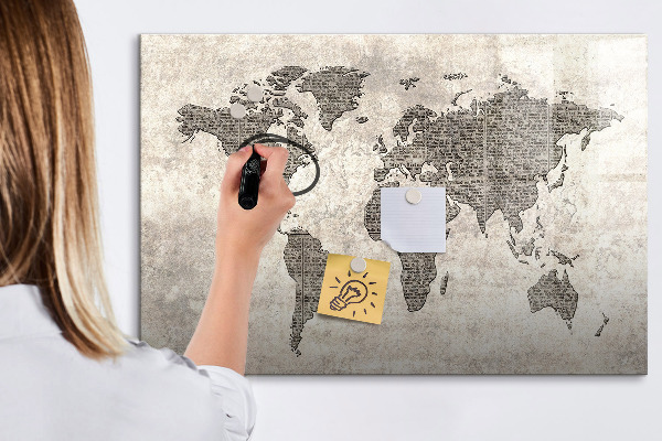 Tablica magnetyczna z pisakiem Mapa świata z miejscami na zdjęcia