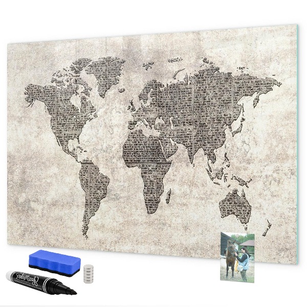 Tablica magnetyczna z pisakiem Mapa świata z miejscami na zdjęcia