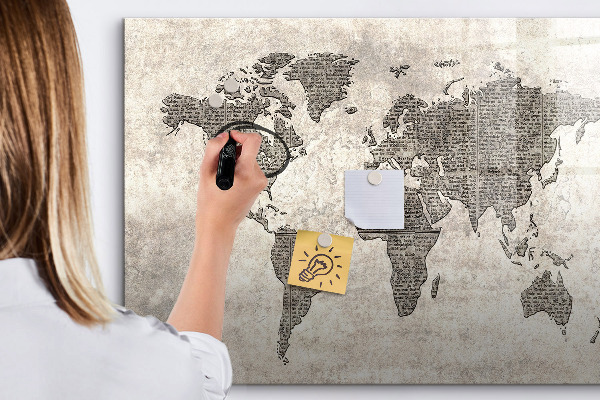 Tablica magnetyczna z pisakiem Mapa świata z miejscami na zdjęcia