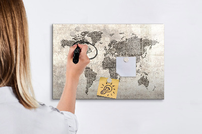 Tablica magnetyczna z pisakiem Mapa świata z miejscami na zdjęcia