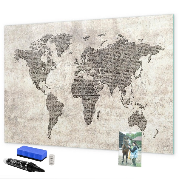 Tablica magnetyczna z pisakiem Mapa świata z miejscami na zdjęcia