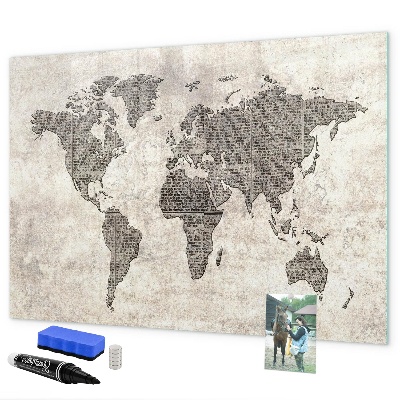 Tablica magnetyczna z pisakiem Mapa świata z miejscami na zdjęcia