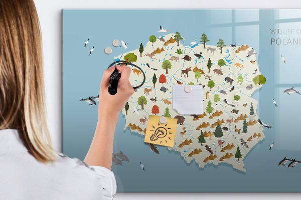 Tablica magnetyczna z pisakiem Mapa przyrody Polski z miejscami na zdjęcia