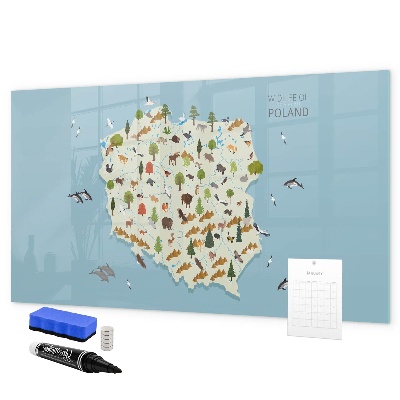 Tablica magnetyczna z pisakiem Mapa przyrody Polski z miejscami na zdjęcia
